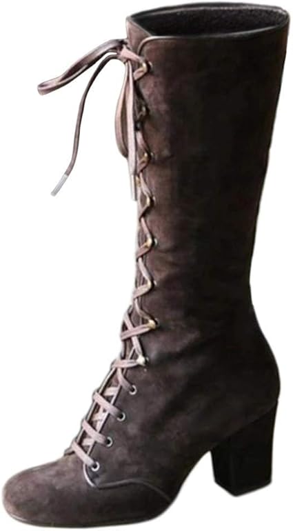 Vintage Victorian Gothic Lace Up Mid Calf High Heel Winter Boots 2 Vintage Victorian Gothic Lace Up Mid Calf High Heel Winter Boots - Image 2