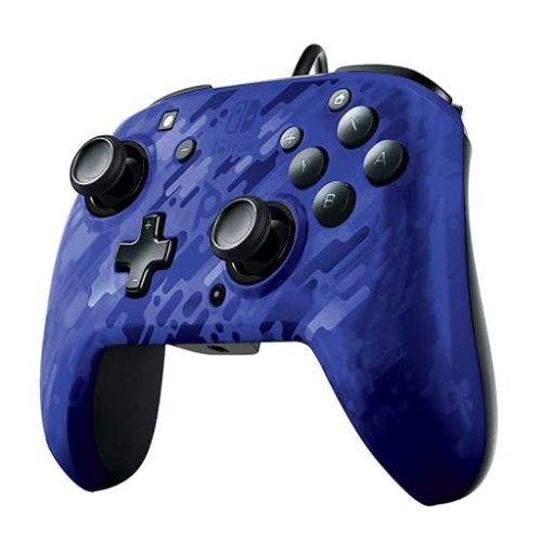 PDP Faceoff Deluxe Wired Switch Pro Controller Blue Camo Customizable - Image 2
