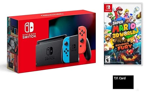 NEW Switch Deluxe Holiday Game Bundle: Nintendo Switch with Neon Blue and Neon Red – 6.2″ Touchscreen LCD Display + Super Mario 3D World + Bowser’s Fury and T.F. Card NEW Switch Deluxe Holiday Game Bundle: Nintendo Switch with Neon Blue and Neon Red - 6.2" Touchscreen LCD Display + Super Mario 3D World + Bowser's Fury and T.F. Card