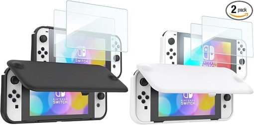 ProCase Flip Cover for Nintendo Switch OLED and 2 Pack Screen Protectors