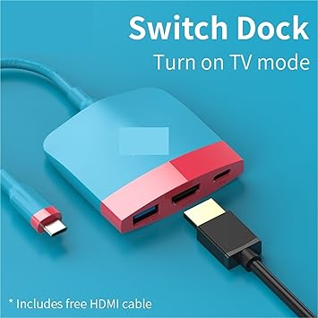 Portable Switch Dock Adapter Charging Station with HDMI Cable Grey 2 Portable Switch Dock Adapter Charging Station with HDMI Cable Grey - Image 2