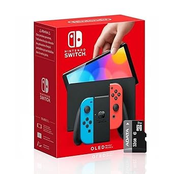Nintendo Switch OLED Neon Blue Red Joy-Con with 32GB Micro SD Card Nintendo Switch OLED Neon Blue Red Joy-Con with 32GB Micro SD Card