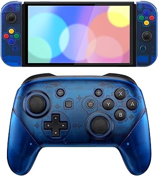 Custom Clear Blue Shell Set for Nintendo Switch OLED and Pro Controller Custom Clear Blue Shell Set for Nintendo Switch OLED and Pro Controller
