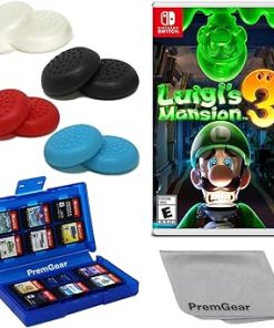 Luigi’s Mansion 3 for Nintendo Switch (US Version), with PremGear Thumb Grips (8 pack – Black, Blue, Red & Clear), 24 Slot Game Card Holder & Cleaning Cloth Luigi’s Mansion 3 for Nintendo Switch (US Version), with PremGear Thumb Grips (8 pack – Black, Blue, Red & Clear), 24 Slot Game Card Holder & Cleaning Cloth