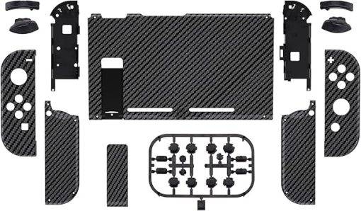 Colorful Border Screen Protector and Carbon Fiber Shell for Switch - Image 2