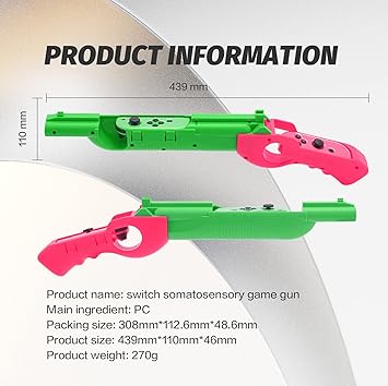 Pink Switch Gun Controller with 2 USB-C Charging Cables for Nintendo Switch 2 Pink Switch Gun Controller with 2 USB-C Charging Cables for Nintendo Switch - Image 2