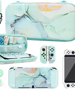 Portable Hard Shell Green Marble Case for Nintendo Switch OLED Portable Hard Shell Green Marble Case for Nintendo Switch OLED