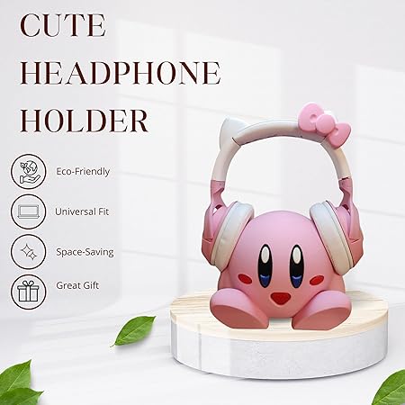 Cute Pink Kirby Headphone Holder for Gaming Setup Organization 2 Cute Pink Kirby Headphone Holder for Gaming Setup Organization - Image 2