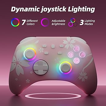 Mytrix Wireless Pro Controller Sakura Pink for Nintendo Switch PC 2 Mytrix Wireless Pro Controller Sakura Pink for Nintendo Switch PC - Image 2