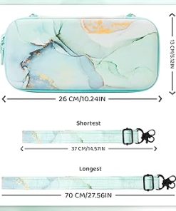 RHOTALL Carrying Case for Nintendo Switch Portable Hard Shell Green Marble 2