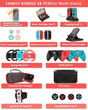 Nintendo Switch Family Bundle Accessories with Carry Case and Grips 2 Nintendo Switch Family Bundle Accessories with Carry Case and Grips - Image 2