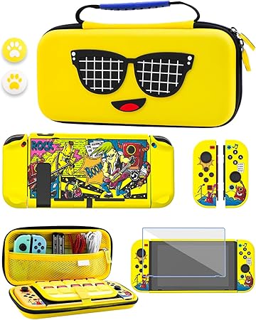 GLDRAM Yellow Case for Nintendo Switch with Travel Storage Accessories GLDRAM Yellow Case for Nintendo Switch with Travel Storage Accessories