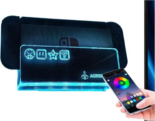Wall Mount for Nintendo Switch OLED with RGB LED Kit Multi Color