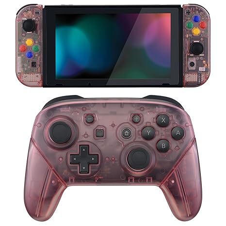 Clear Cherry Pink Replacement Shell for Nintendo Switch and Pro Controller Clear Cherry Pink Replacement Shell for Nintendo Switch and Pro Controller