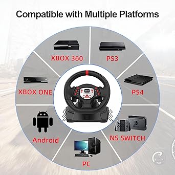 DOYO PS4 Steering Wheel and Pedals with Dual Motor for Gaming 2 DOYO PS4 Steering Wheel and Pedals with Dual Motor for Gaming - Image 2