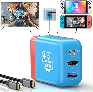 67W Switch Dock Charger 2 Pack for Nintendo Switch OLED with 4K HDMI 67W Switch Dock Charger 2 Pack for Nintendo Switch OLED with 4K HDMI