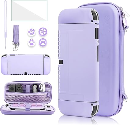 GLDRAM Purple Sakura Carrying Case for Nintendo Switch OLED Bundle GLDRAM Purple Sakura Carrying Case for Nintendo Switch OLED Bundle