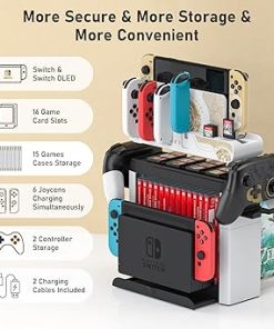 Nintendo Switch Games Organizer with Charger and Mounts for Zelda 2