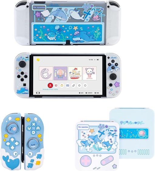 GeekShare Switch OLED Case, Joy Con Covers and Game Card Holder