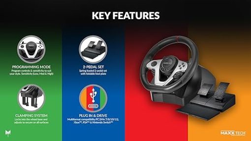 Maxx Tech PR279 Racing Wheel Kit for PC Xbox PS4 Nintendo Switch - Image 2