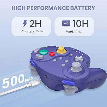 NGC Style Wireless Controller for Switch Lite PC Steam Rechargeable Indigo 2 NGC Style Wireless Controller for Switch Lite PC Steam Rechargeable Indigo - Image 2