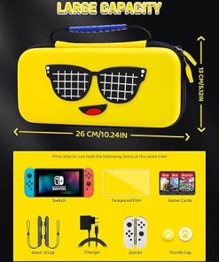 GLDRAM Yellow Case for Nintendo Switch with Travel Storage Accessories 2 GLDRAM Yellow Case for Nintendo Switch with Travel Storage Accessories 2
