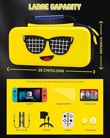 GLDRAM Yellow Case for Nintendo Switch with Travel Storage Accessories 2 GLDRAM Yellow Case for Nintendo Switch with Travel Storage Accessories - Image 2