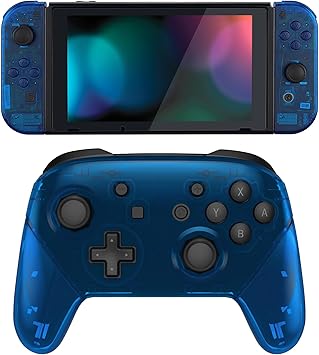 Custom Clear Blue Shell for Nintendo Switch Pro Controller Full Set Custom Clear Blue Shell for Nintendo Switch Pro Controller Full Set
