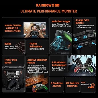 Wireless Controller Rainbow 2 Pro RGB PC with 6-Axis Gyro Sensor 2 Wireless Controller Rainbow 2 Pro RGB PC with 6-Axis Gyro Sensor - Image 2