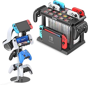Games Organizer Station with Controller Charger and Cable Management Games Organizer Station with Controller Charger and Cable Management