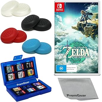 Zelda Tears of the Kingdom Nintendo Switch Game with Thumb Grips and Case Zelda Tears of the Kingdom Nintendo Switch Game with Thumb Grips and Case