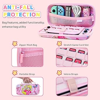 Cute Pink NS Switch Case Kit with Travel Bag and Accessories 2 Cute Pink NS Switch Case Kit with Travel Bag and Accessories - Image 2