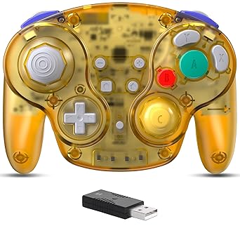 Clear Yellow Wireless GameCube Style Switch Pro Controller for PC Clear Yellow Wireless GameCube Style Switch Pro Controller for PC