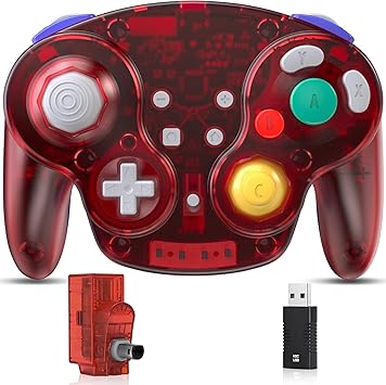 Wireless GameCube Switch Pro Controller Clear Red for Console PC Wireless GameCube Switch Pro Controller Clear Red for Console PC