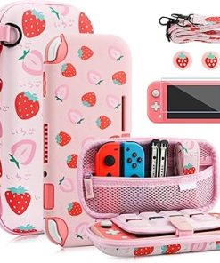 Cute Pink Strawberry Case Bundle for Nintendo Switch Lite Accessories Cute Pink Strawberry Case Bundle for Nintendo Switch Lite Accessories