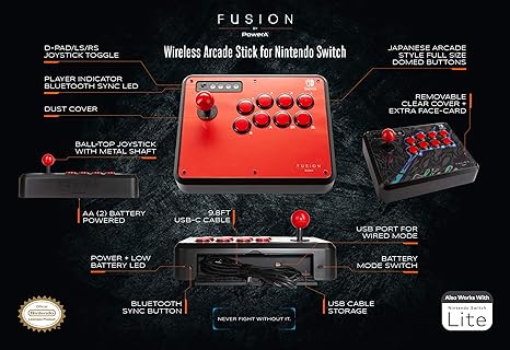 PowerA Fusion Wireless Arcade Stick for Nintendo Switch Lite Gamepad 2 PowerA Fusion Wireless Arcade Stick for Nintendo Switch Lite Gamepad - Image 2
