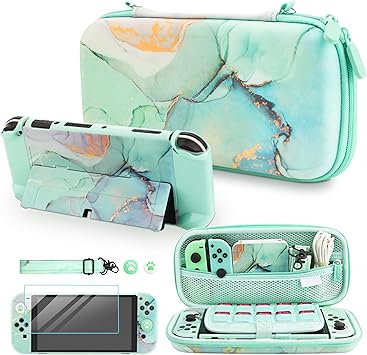 Nintendo Switch OLED Carrying Case Hard Shell Travel Bag Green Marble Nintendo Switch OLED Carrying Case Hard Shell Travel Bag Green Marble