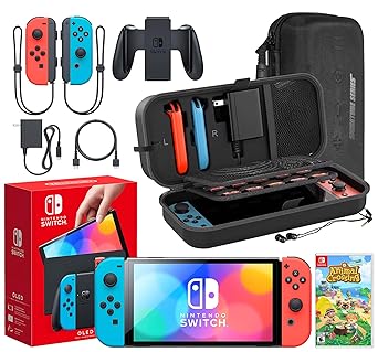 Nintendo Switch OLED Animal Crossing Bundle with Extra Joy-Cons and Case Nintendo Switch OLED Animal Crossing Bundle with Extra Joy-Cons and Case