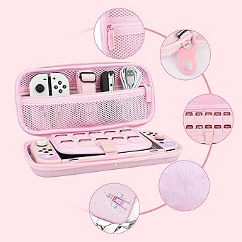 GLDRAM Nintendo Switch OLED Carrying Case Pink Anime Bundle Accessories 2 GLDRAM Nintendo Switch OLED Carrying Case Pink Anime Bundle Accessories - Image 2