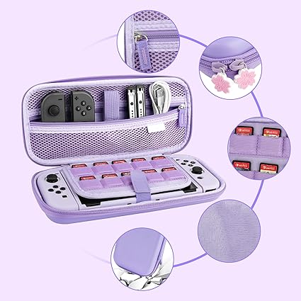 GLDRAM Purple Sakura Carrying Case for Nintendo Switch OLED Bundle 2 GLDRAM Purple Sakura Carrying Case for Nintendo Switch OLED Bundle - Image 2