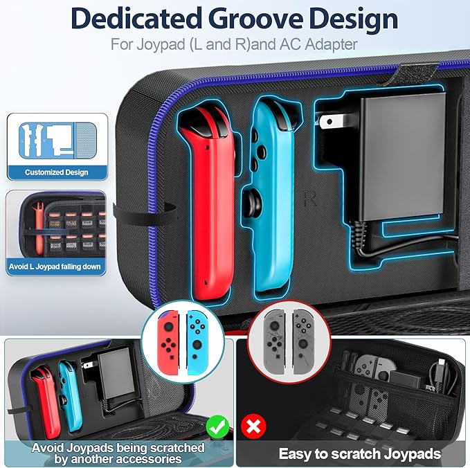 Nintendo Switch OLED Carrying Case Red and Blue Compatible Model 2 Nintendo Switch OLED Carrying Case Red and Blue Compatible Model - Image 2