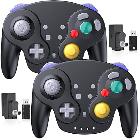2 Pack Wireless GameCube Switch Controller with USB Receiver Black 2 Pack Wireless GameCube Switch Controller with USB Receiver Black