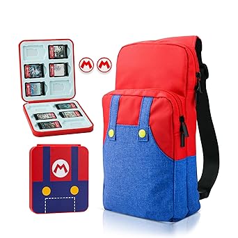 GLDRAM Mario Switch Travel Bag with 12 Slot Game Case Holder GLDRAM Mario Switch Travel Bag with 12 Slot Game Case Holder