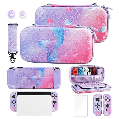 Purple Carrying Case for Nintendo Switch OLED Cute Accessories Kit Purple Carrying Case for Nintendo Switch OLED Cute Accessories Kit