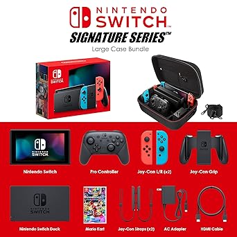 Nintendo Switch Neon Blue Red Mario Kart 8 Deluxe Bundle with Pro Controller 2 Nintendo Switch Neon Blue Red Mario Kart 8 Deluxe Bundle with Pro Controller - Image 2