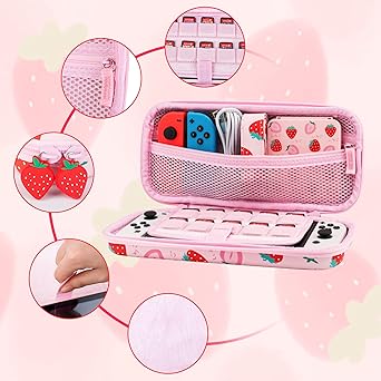 GLDRAM Strawberry Nintendo Switch Case Accessories with Travel Bag 2 GLDRAM Strawberry Nintendo Switch Case Accessories with Travel Bag - Image 2