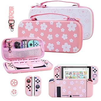 Cherry Blossom Carrying Case for Nintendo Switch with Accessories Cherry Blossom Carrying Case for Nintendo Switch with Accessories