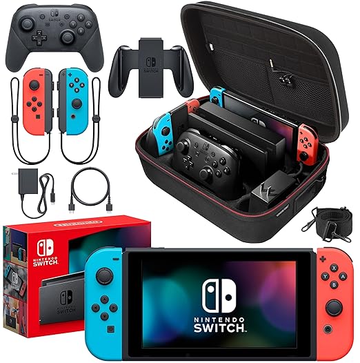 Nintendo Switch Console with Neon Blue Red Joy-Con Multi-Player Bundle Nintendo Switch Console with Neon Blue Red Joy-Con Multi-Player Bundle