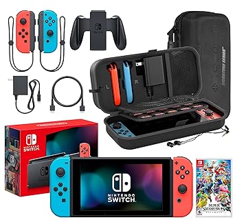 Nintendo Switch Neon Blue Red Bundle with Super Smash Bros Ultimate Nintendo Switch Neon Blue Red Bundle with Super Smash Bros Ultimate