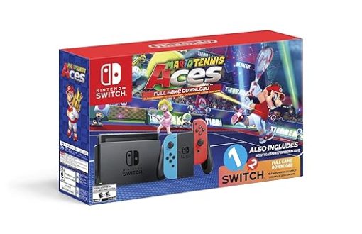 Nintendo Switch Console Neon Blue Red with Mario Tennis Aces Renewed